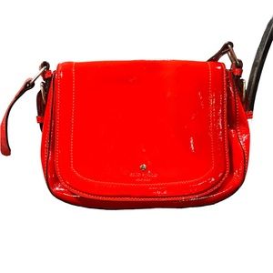 Kate spade patent leather red bag with polka dot inside-gold hardware cute